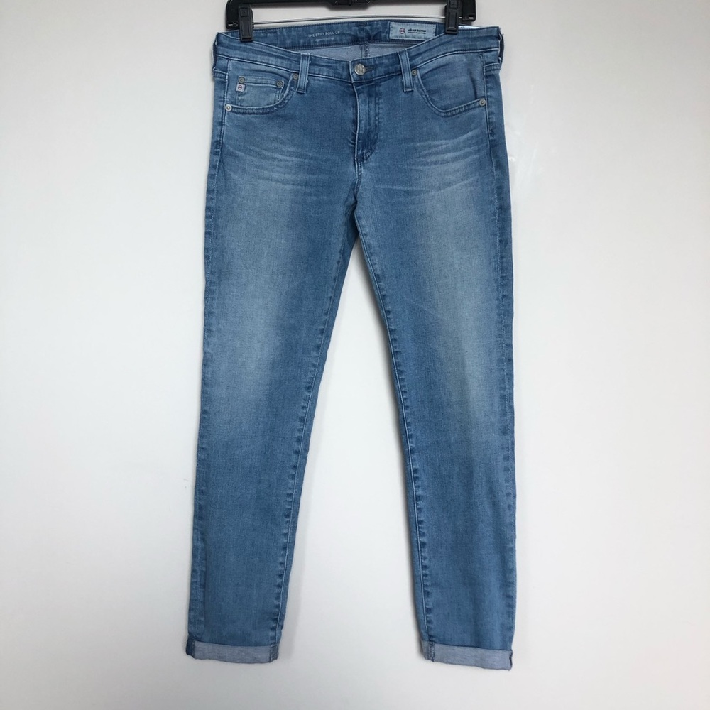 AG the stilt toll up jeans womens medium wash